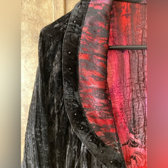 Alberto Makali Black Elegant Lace Goth Steampunk Classic Jacket Top XL Velvet - Picture 11 of 14
